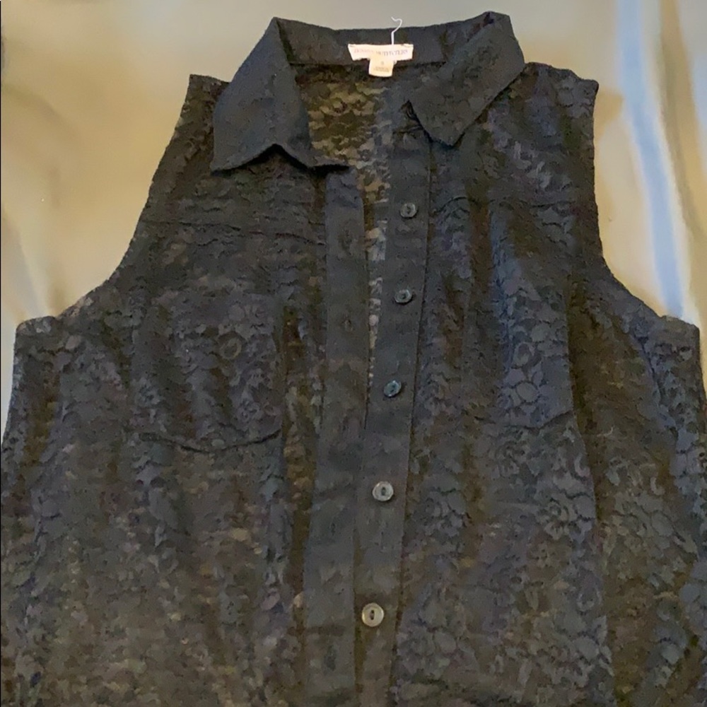 Black laced button up